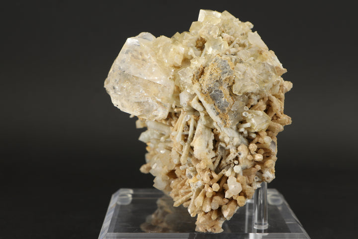 Clear Fluorite on Quartz - Nikolaevskiy Mine, Dalnegorsk DX3922