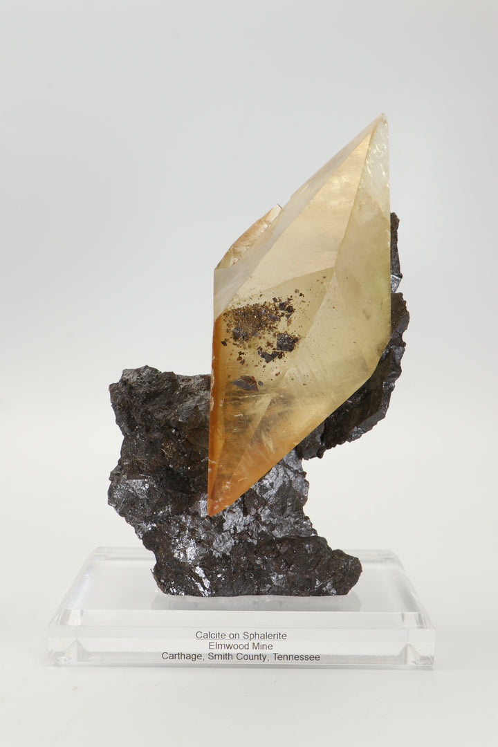 Calcite on Sphalerite - Elmwood Mine TF2022