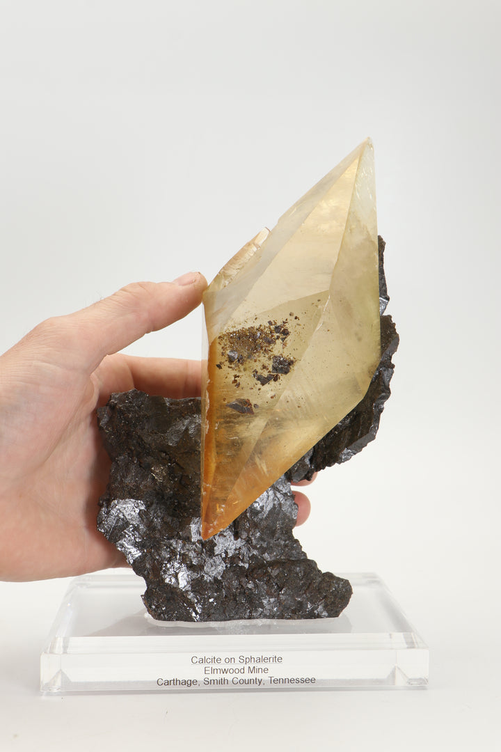 Calcite on Sphalerite - Elmwood Mine TF2022