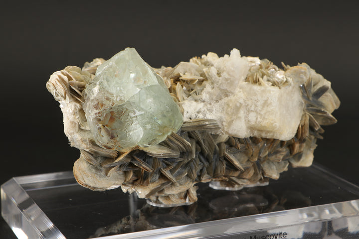 Green Fluorite Octahedron on Muscovite - Nagar, Pakistan DS417