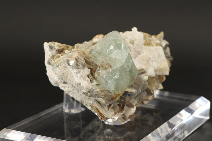 Green Fluorite Octahedron on Muscovite - Nagar, Pakistan DS417