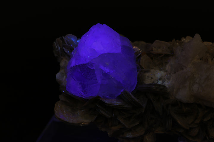 Green Fluorite Octahedron on Muscovite - Nagar, Pakistan DS417