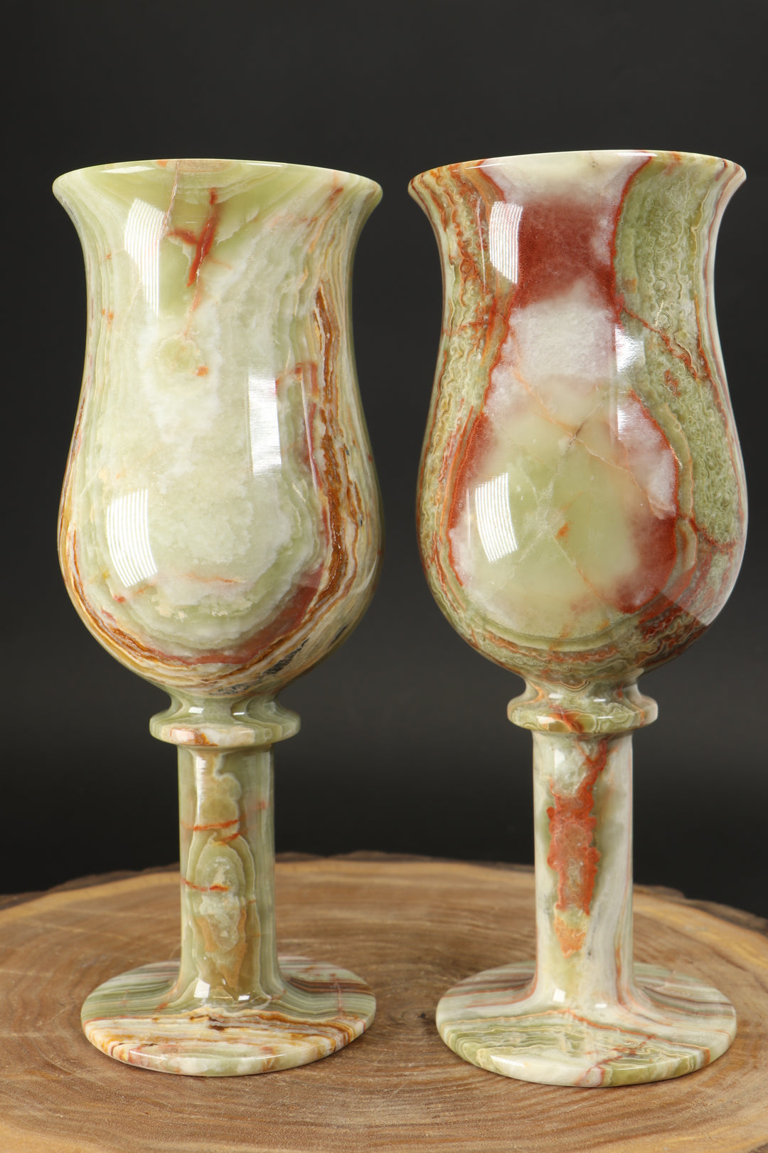 8" Green Onyx Goblet Set TF1634