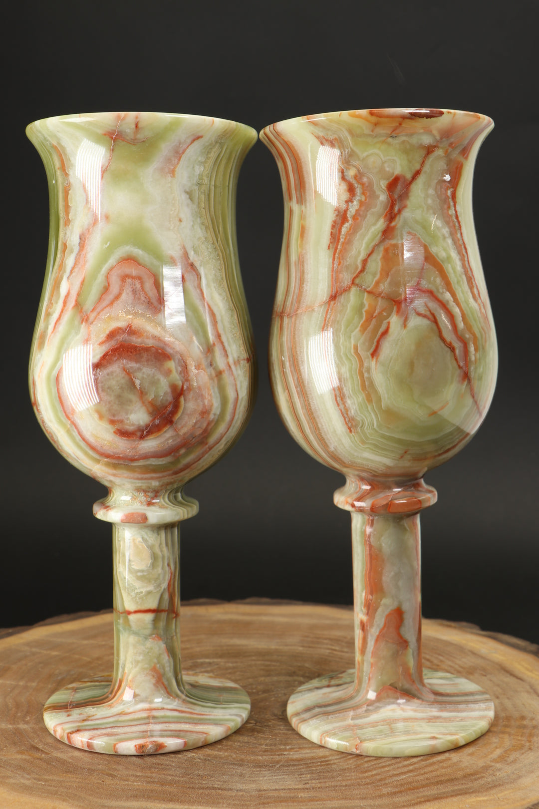 8" Green Onyx Goblet Set TF1634