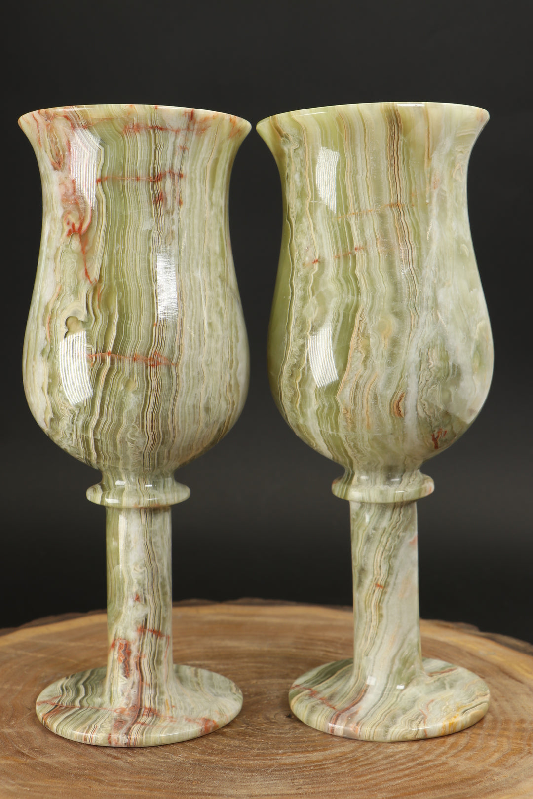 8" Green Onyx Goblet Set TF1636