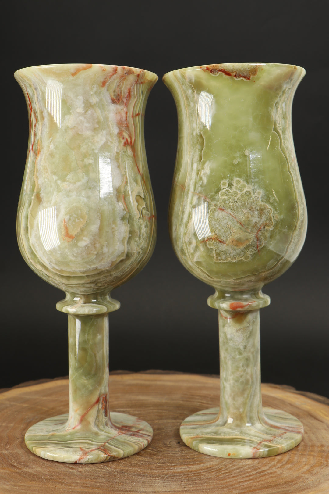 8" Green Onyx Goblet Set TF1636