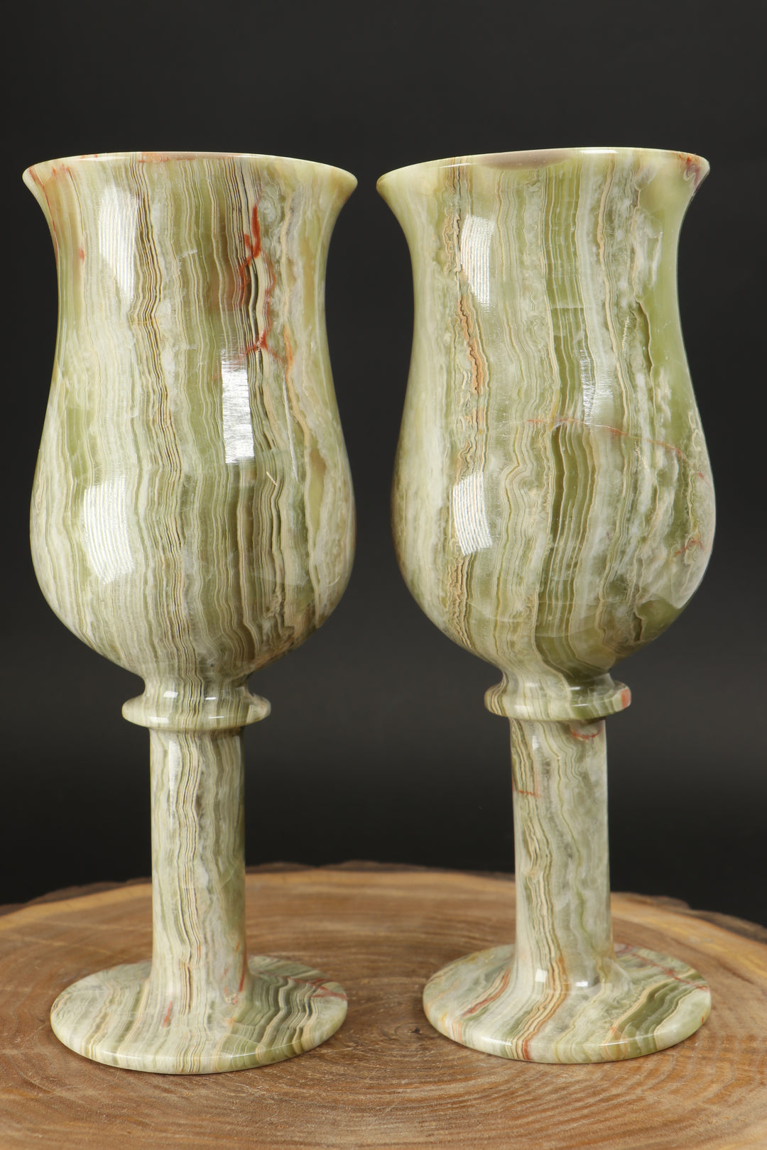 8" Green Onyx Goblet Set TF1636