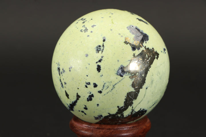 2.2" Serpentine and Pyrite Sphere with Stand TU599