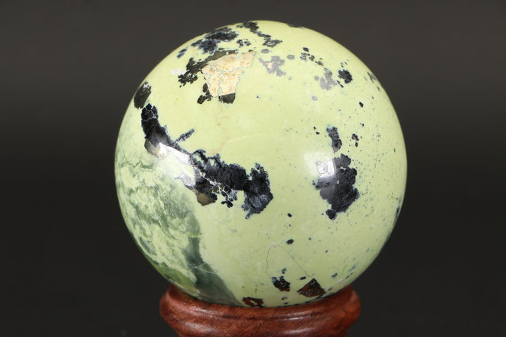 2.2" Serpentine and Pyrite Sphere with Stand TU599