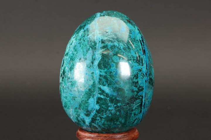 3" Chrysocolla Malachite Egg with Stand TU554