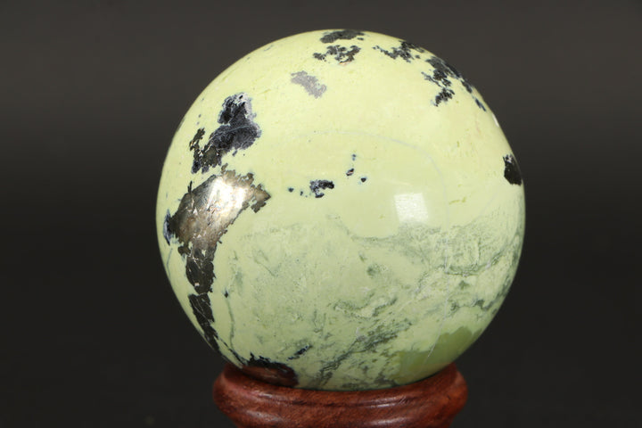 2.2" Serpentine and Pyrite Sphere with Stand TU599