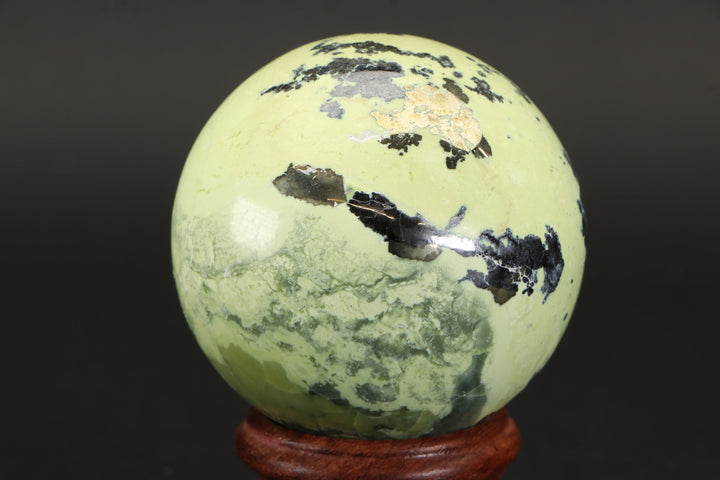 2.2" Serpentine and Pyrite Sphere with Stand TU599