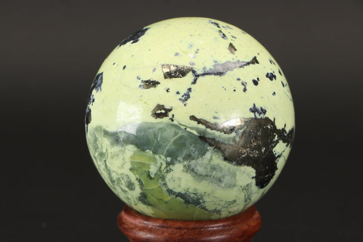 2.2" Serpentine and Pyrite Sphere with Stand TU599
