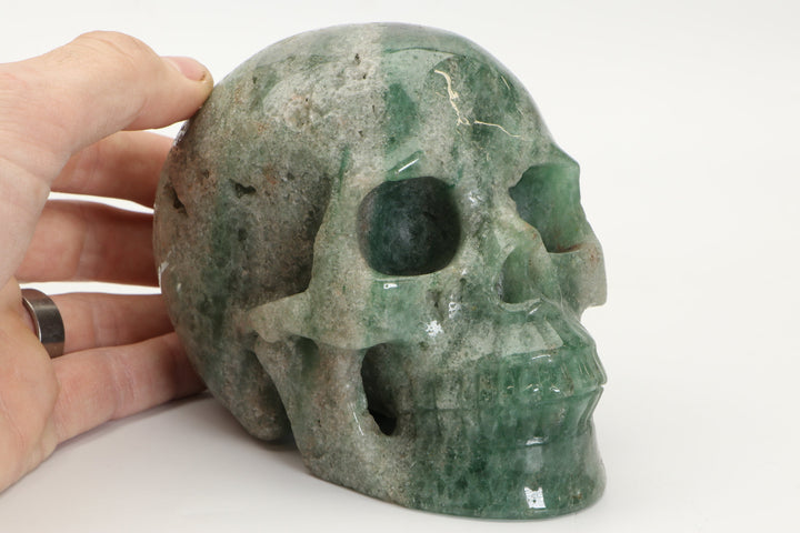 5" Green Quartz Skull Carving TU326