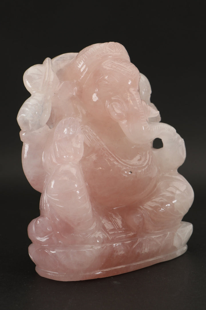 Rose Quartz Ganesha Statue DD1347