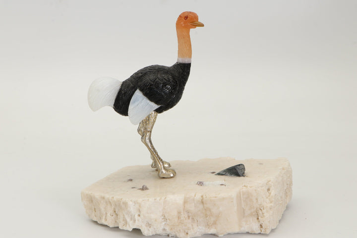 Onyx and Quartz Ostrich Carving DS431