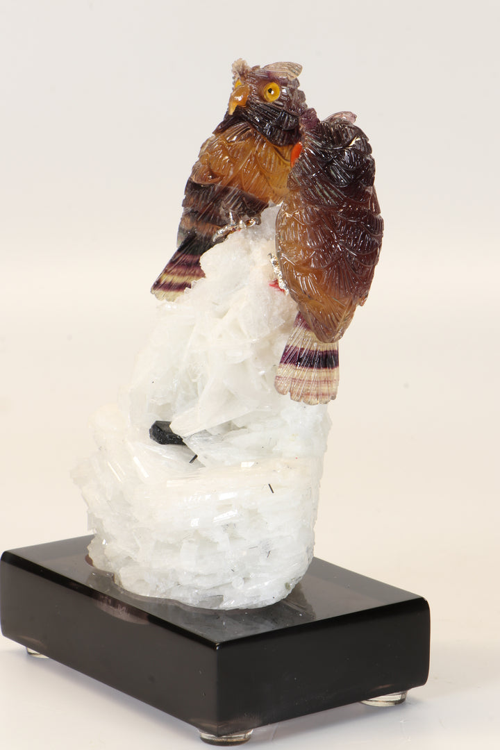 Fluorite Owls on Albite DM481