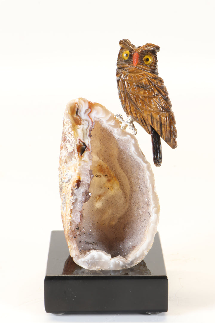 Tiger's Eye Owl Carving DM482