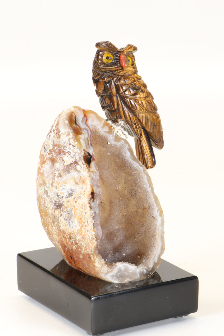Tiger's Eye Owl Carving DM482