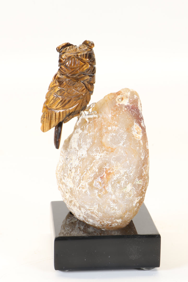 Tiger's Eye Owl Carving DM482