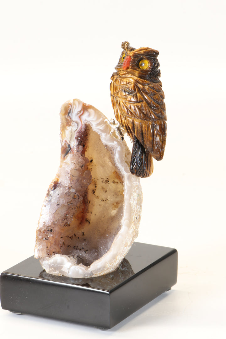Tiger's Eye Owl Carving DM482