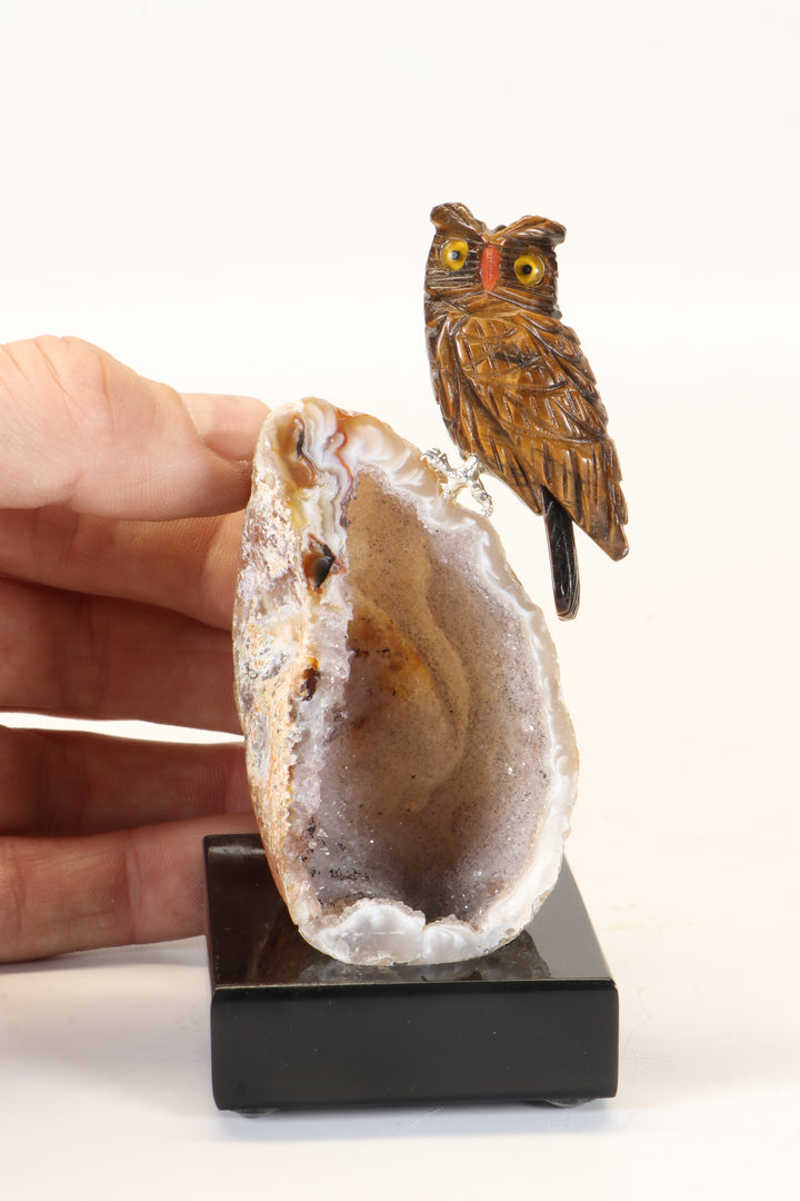 Tiger's Eye Owl Carving DM482
