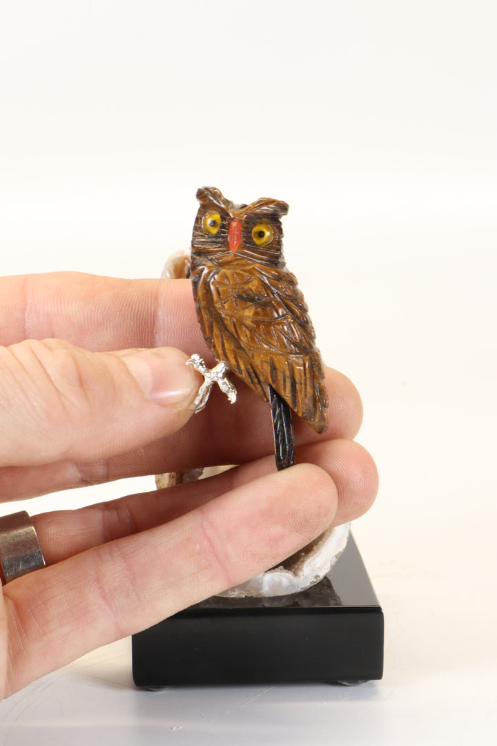 Tiger's Eye Owl Carving DM482