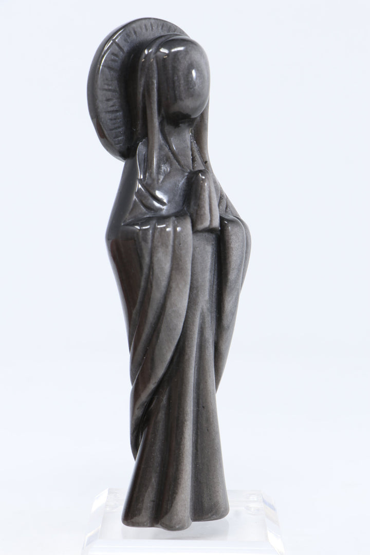 Silver Sheen Obsidian Mother Mary Statue DN396