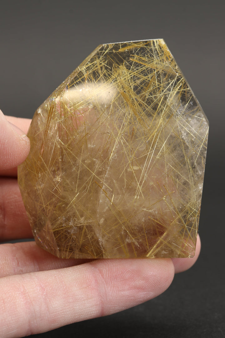 Polished Gold Rutile in Quartz Freeform DS2582