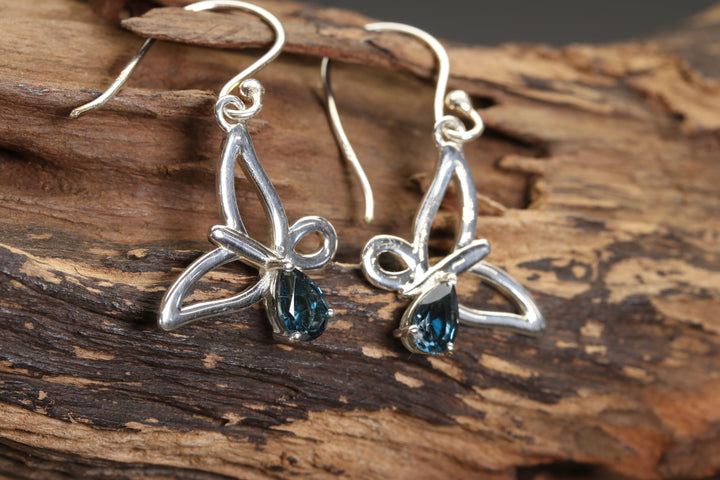 London Blue Topaz Butterfly Dangle Earrings