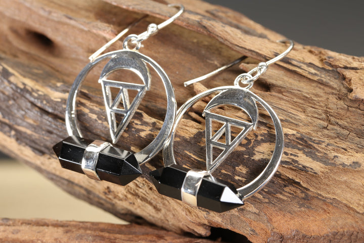 Double Terminated Obsidian Dangle Earrings