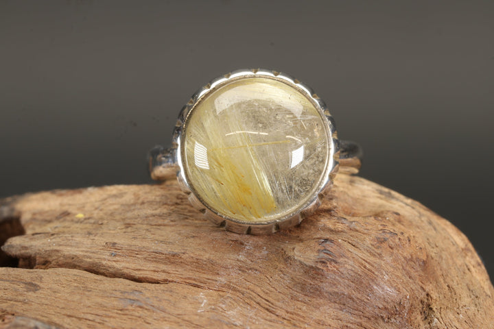 Rutile In Quartz Ring Size 6.5
