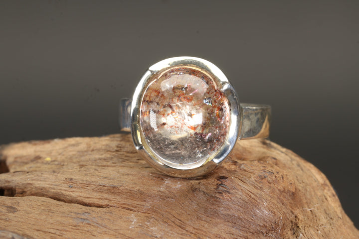 Hematite Included Quartz Ring Size 6.5