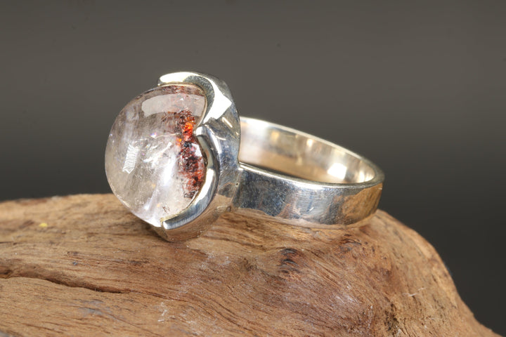 Hematite Included Quartz Ring Size 6.5