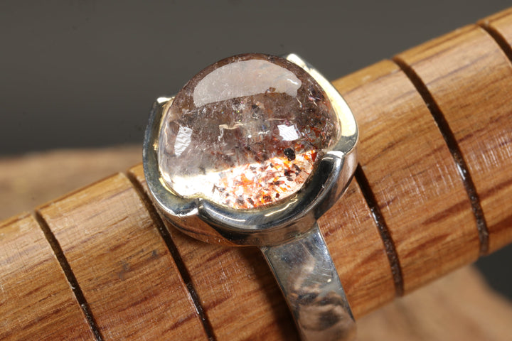 Hematite Included Quartz Ring Size 6.5