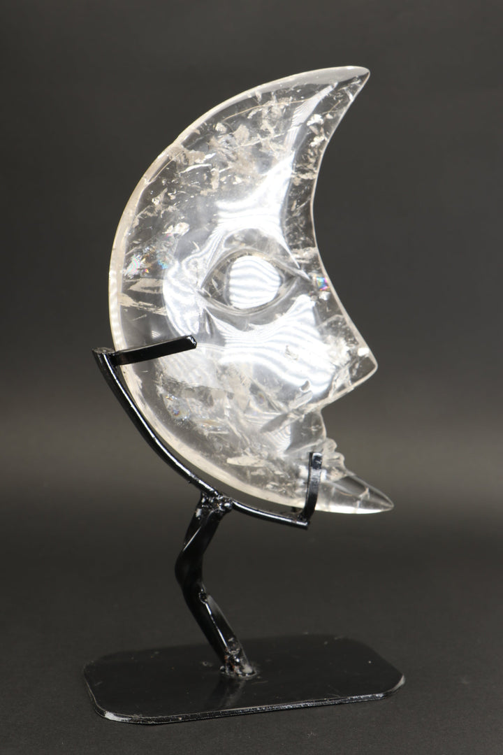 Large Quartz Crystal Moon on Stand DX2643
