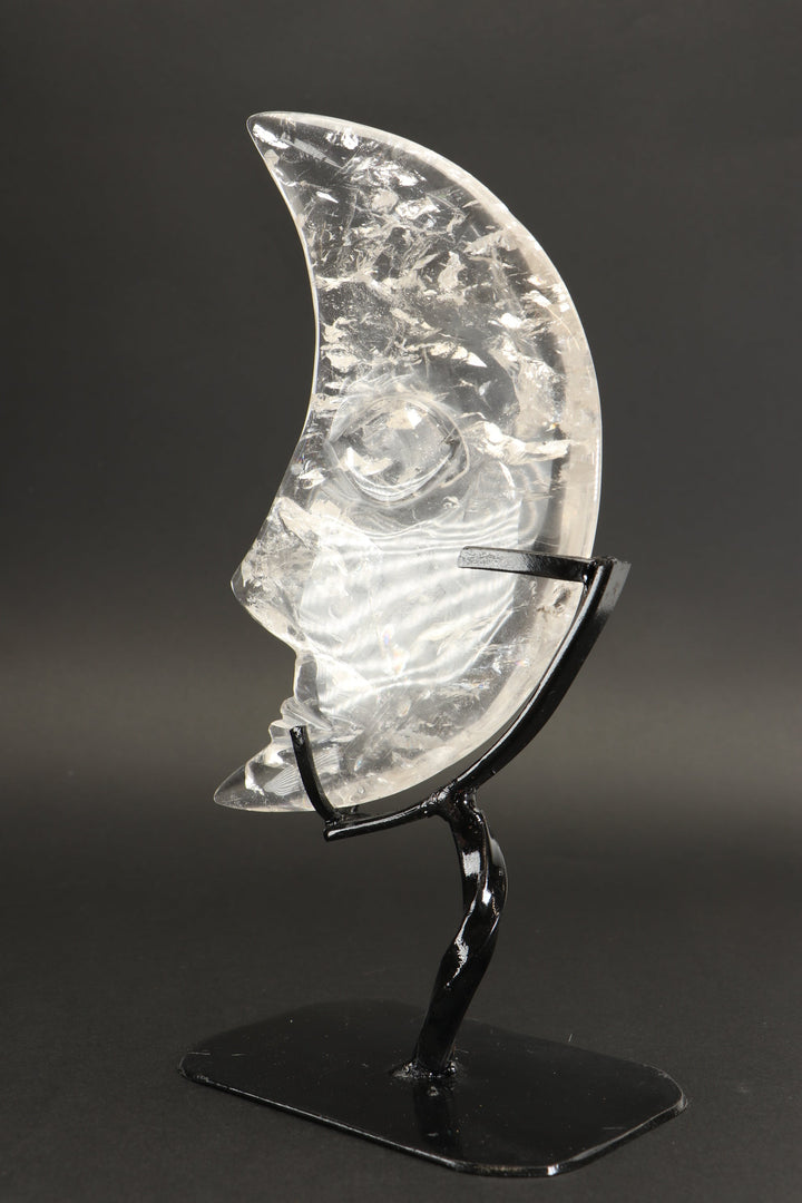 Large Quartz Crystal Moon on Stand DX2643