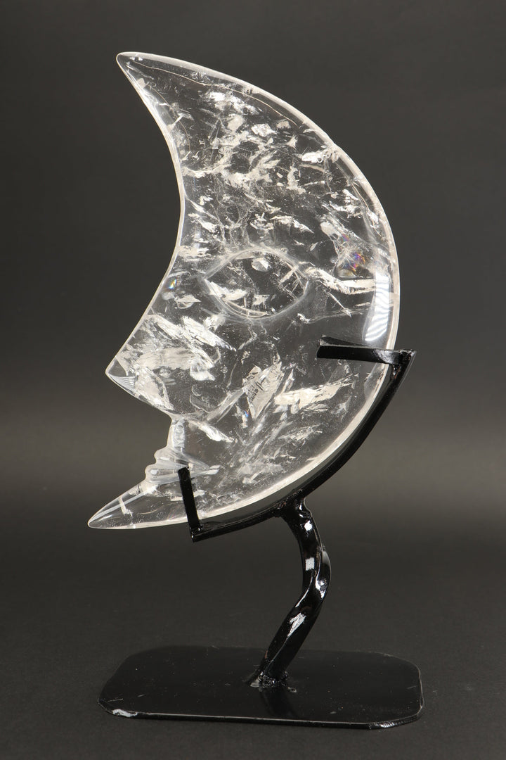 Large Quartz Crystal Moon on Stand DX2643