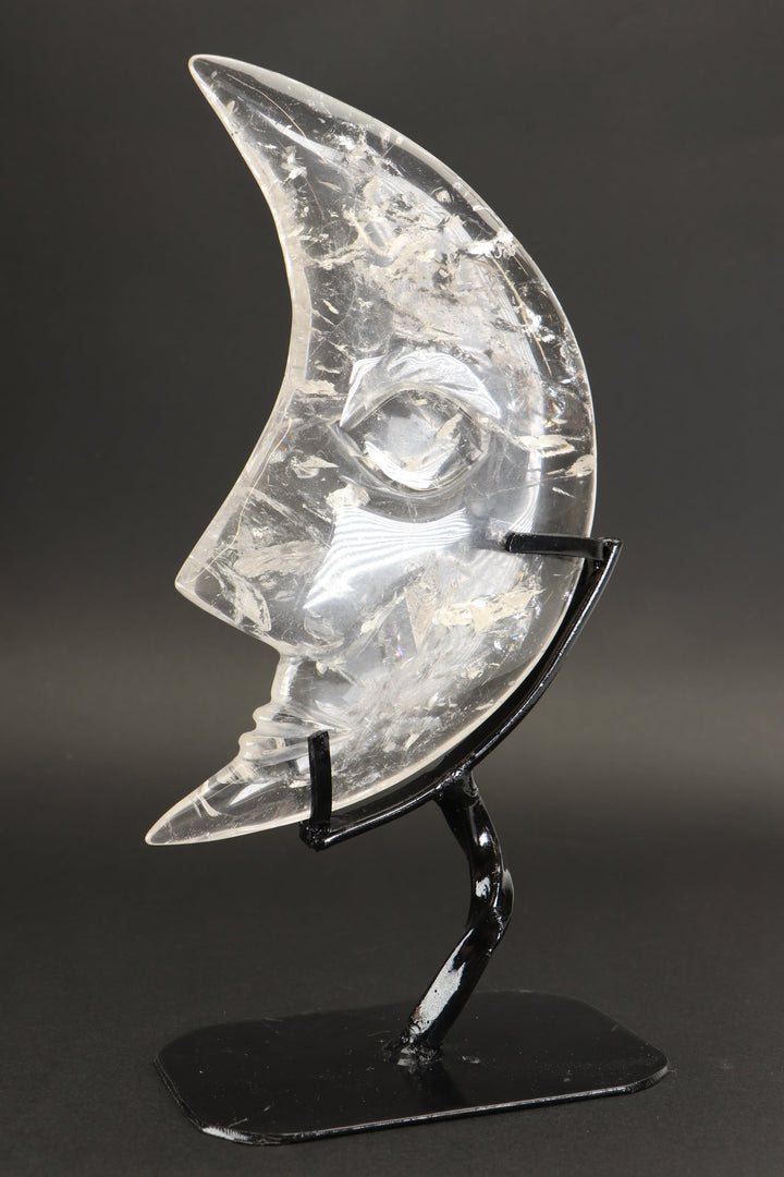 Large Quartz Crystal Moon on Stand DX2643
