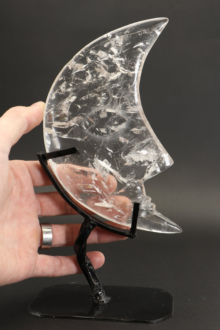 Large Quartz Crystal Moon on Stand DX2643