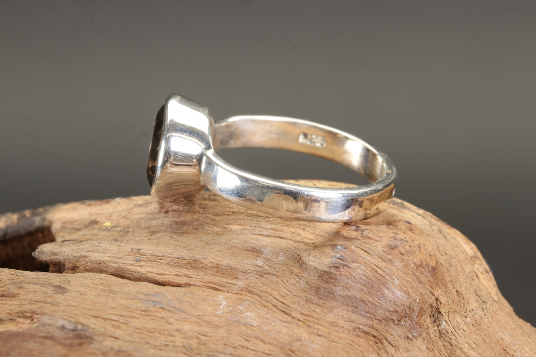 Faceted Smoky Quartz Ring Size 8