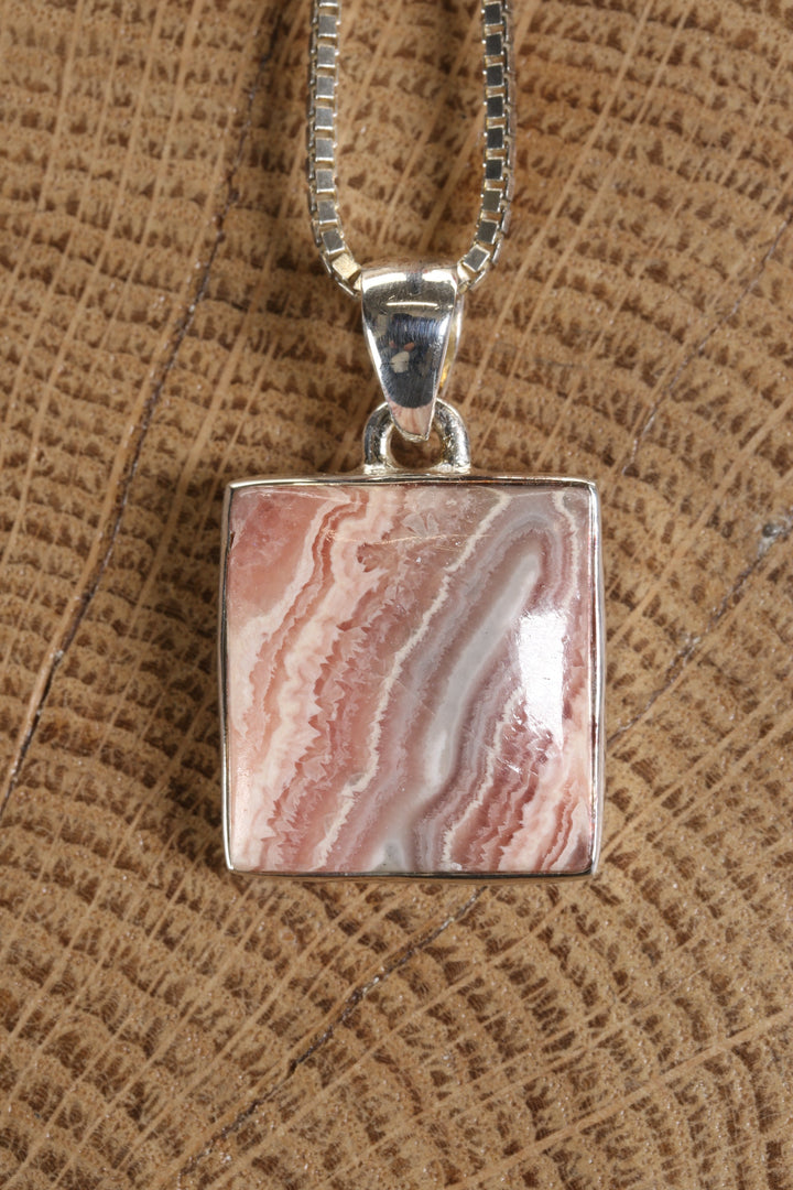 Rhodochrosite Square Pendant