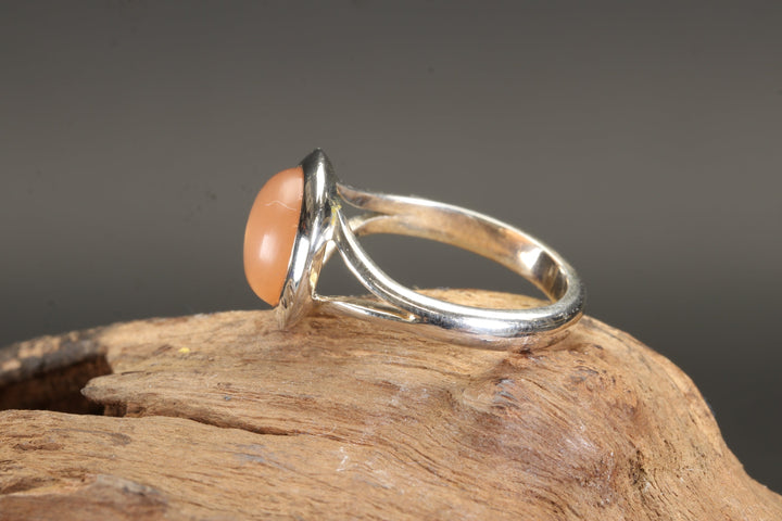 Peach Moonstone Ring Size 7