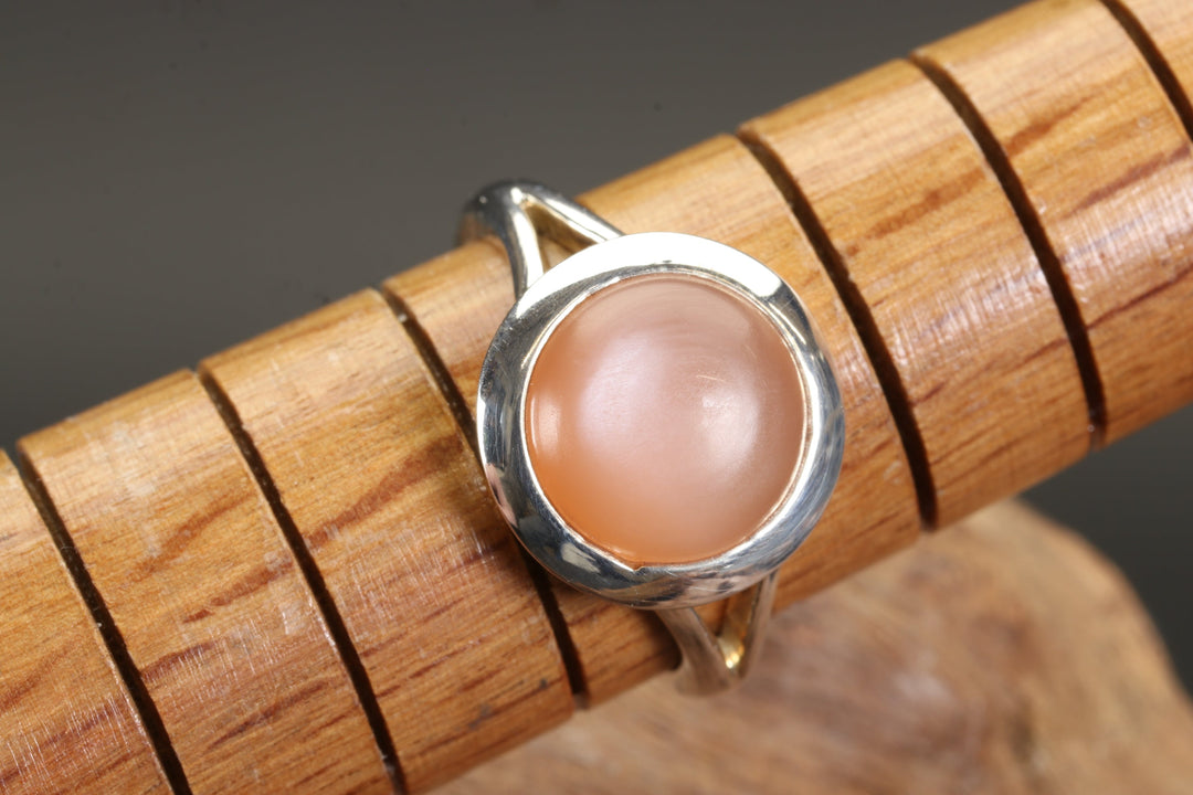 Peach Moonstone Ring Size 7