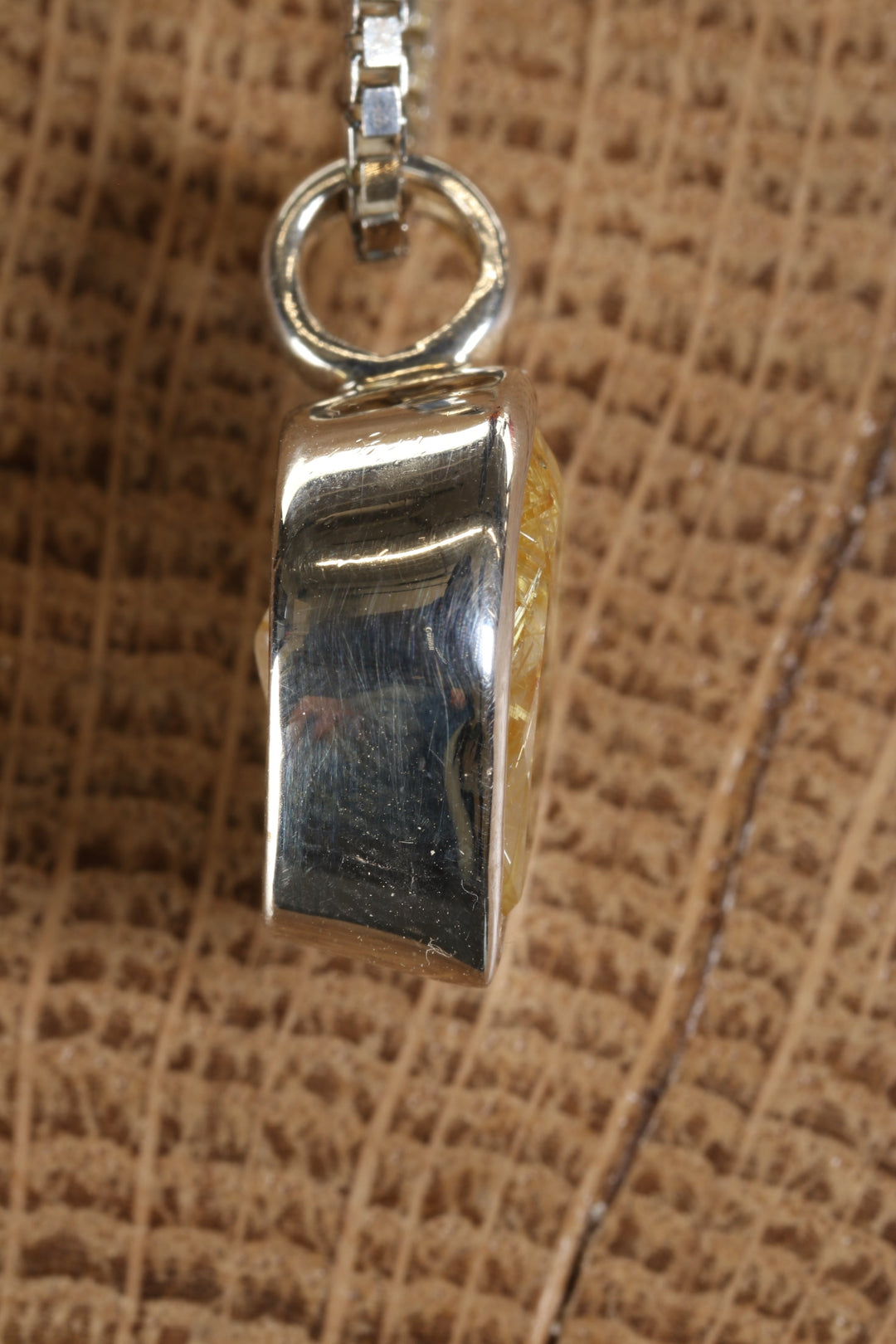 Gold Rutile in Quartz Pendant