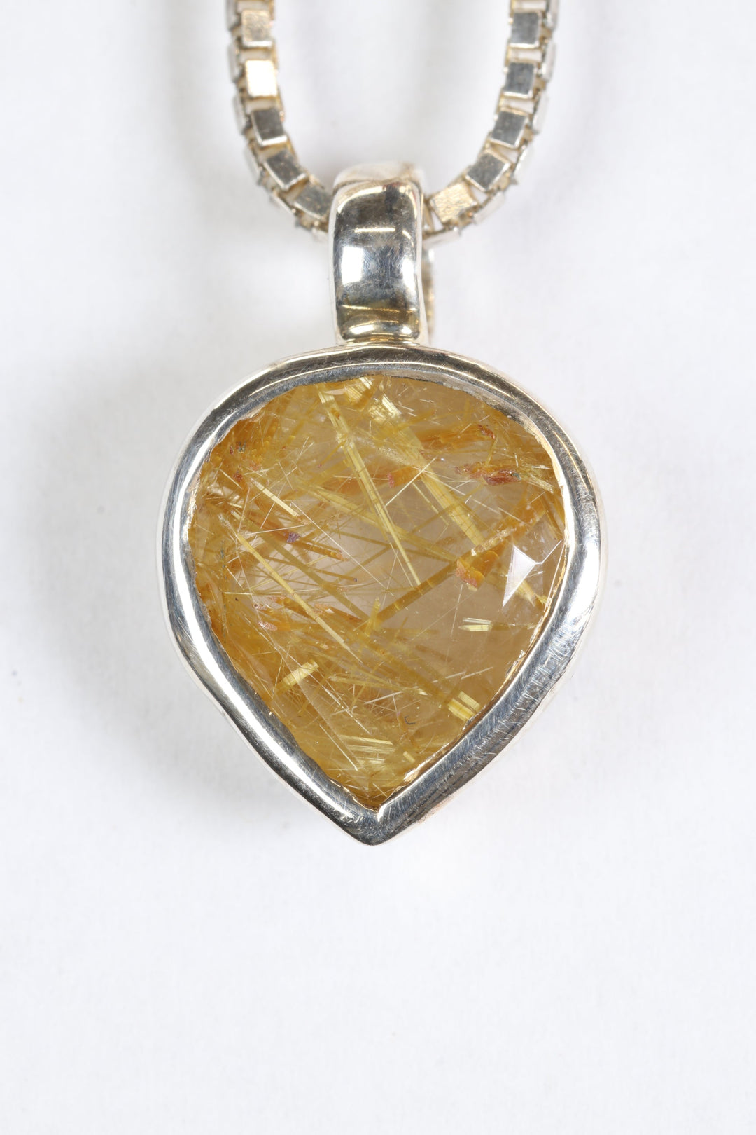 Gold Rutile in Quartz Pendant