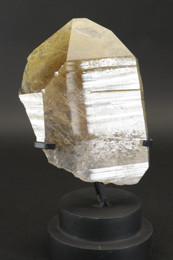 Quartz with Gold Rutile on Display Stand