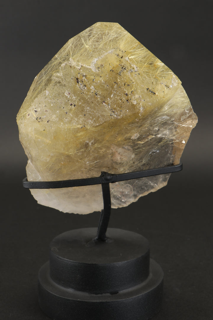 Quartz with Gold Rutile on Display Stand