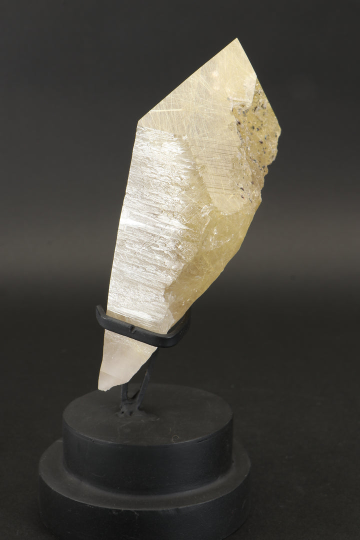 Quartz with Gold Rutile on Display Stand