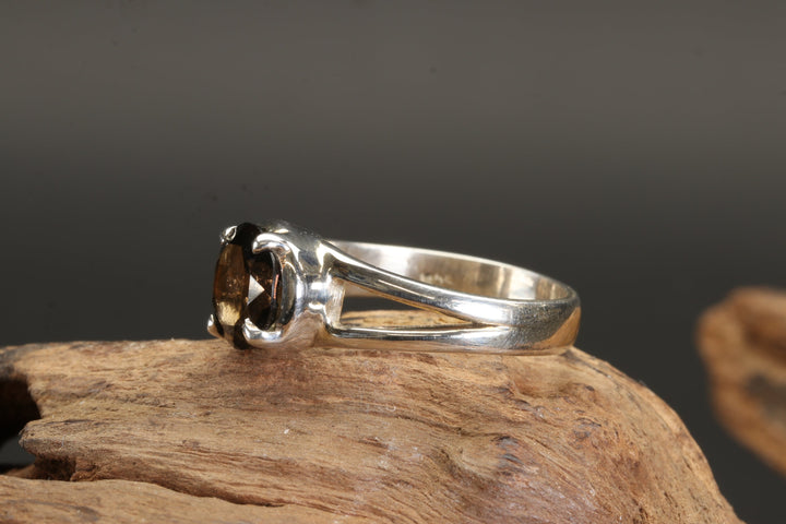 Faceted Smoky Quartz Ring Size 7